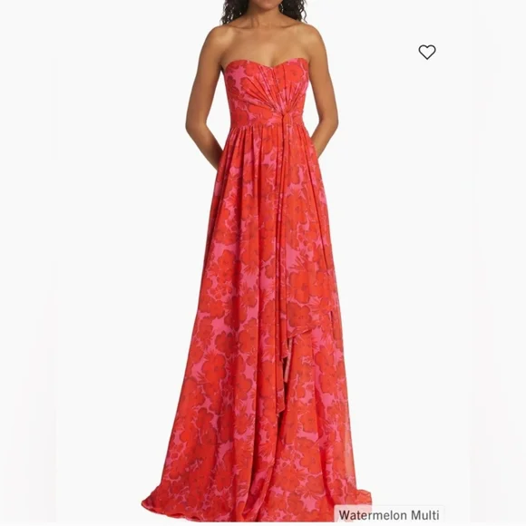 Badgley Mischka Dress Red New Luxury - Picture 2 of 15